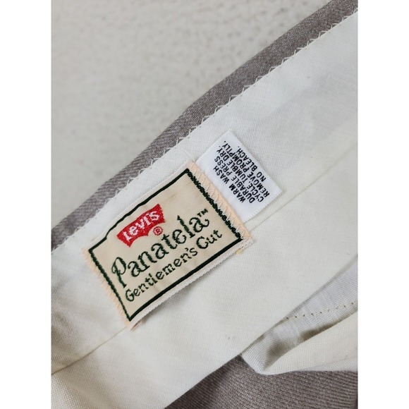 Vtg Levis Panatela Gentlemans Cut Pants Trouser Mens 38x32.5 Beige Bootcut Retro - Picture 2 of 12
